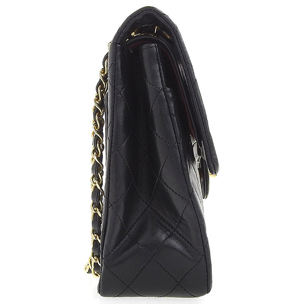 CHANEL Around 1990 Made Classic Flap Turn-Lock Chain Bag Black