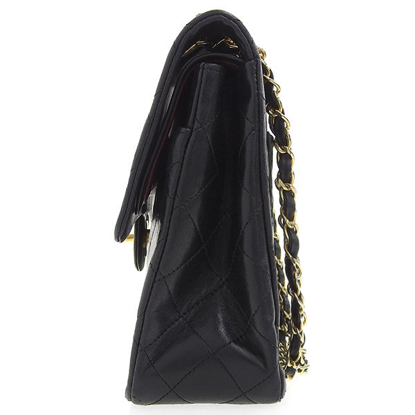 CHANEL Around 1990 Made Classic Flap Turn-Lock Chain Bag Black