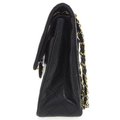 CHANEL Around 1990 Made Classic Flap Turn-Lock Chain Bag Black