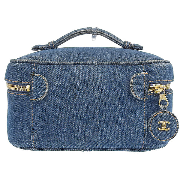 CHANEL Around 1997 Made Denim Cc Mark Stitch Vanity Indigo