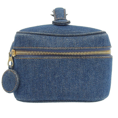 CHANEL Around 1997 Made Denim Cc Mark Stitch Vanity Indigo