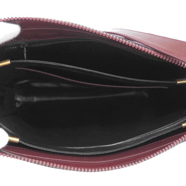 Celine Suede Leather Combination Macadam Pattern Logo Plate Shoulder Bag Bordeaux