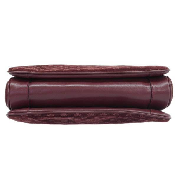 Celine Suede Leather Combination Macadam Pattern Logo Plate Shoulder Bag Bordeaux