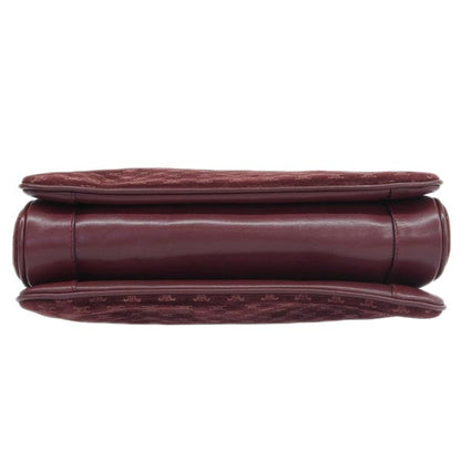 Celine Suede Leather Combination Macadam Pattern Logo Plate Shoulder Bag Bordeaux