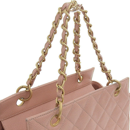 CHANEL Around 2000 Made Caviar Skin Cc Mark Stitch Chain Top Handle Bag Pink