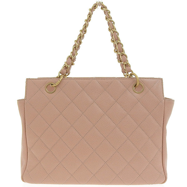 CHANEL Around 2000 Made Caviar Skin Cc Mark Stitch Chain Top Handle Bag Pink