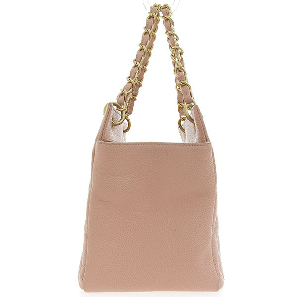 CHANEL Around 2000 Made Caviar Skin Cc Mark Stitch Chain Top Handle Bag Pink