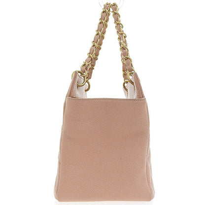 CHANEL Around 2000 Made Caviar Skin Cc Mark Stitch Chain Top Handle Bag Pink