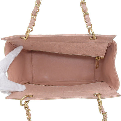CHANEL Around 2000 Made Caviar Skin Cc Mark Stitch Chain Top Handle Bag Pink