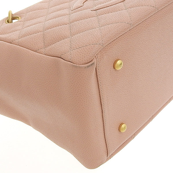 CHANEL Around 2000 Made Caviar Skin Cc Mark Stitch Chain Top Handle Bag Pink