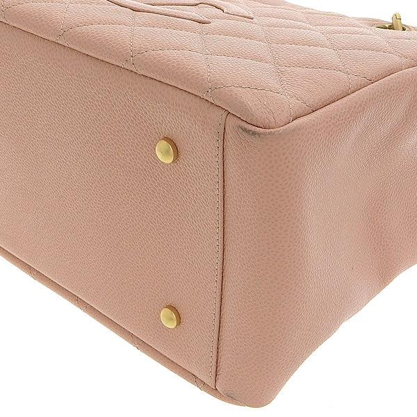 CHANEL Around 2000 Made Caviar Skin Cc Mark Stitch Chain Top Handle Bag Pink