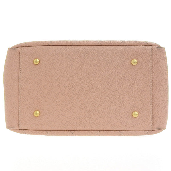 CHANEL Around 2000 Made Caviar Skin Cc Mark Stitch Chain Top Handle Bag Pink