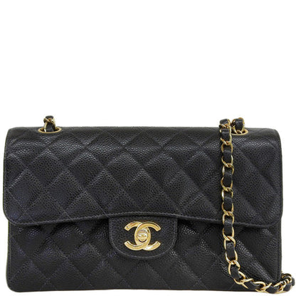CHANEL Around 2003 Made Caviar Skin Classic Flap Chain Bag 23Cm Black