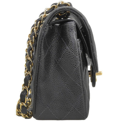 CHANEL Around 2003 Made Caviar Skin Classic Flap Chain Bag 23Cm Black