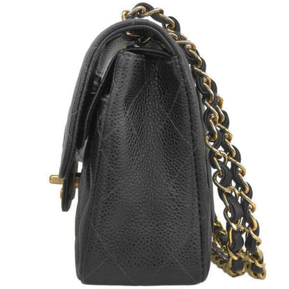 CHANEL Around 2003 Made Caviar Skin Classic Flap Chain Bag 23Cm Black
