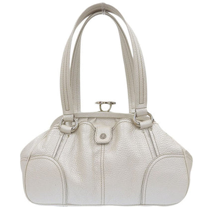 Celine Macadam Plate Metal Clasp Shoulder Bag Pearl White