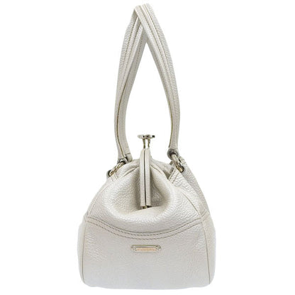 Celine Macadam Plate Metal Clasp Shoulder Bag Pearl White
