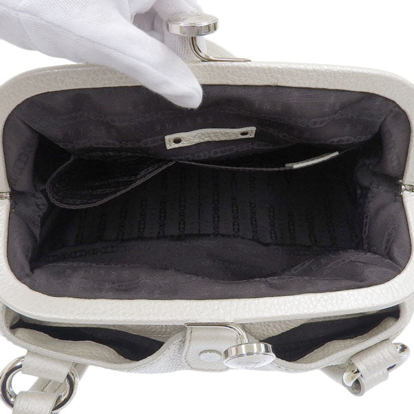 Celine Macadam Plate Metal Clasp Shoulder Bag Pearl White
