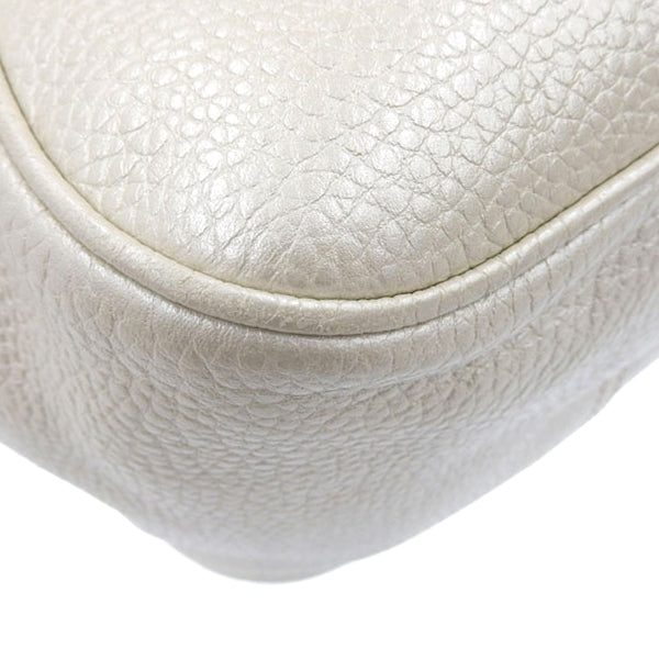 Celine Macadam Plate Metal Clasp Shoulder Bag Pearl White