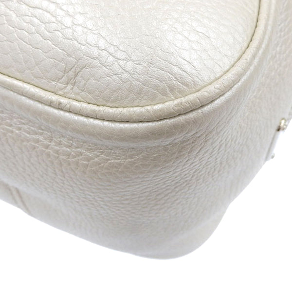 Celine Macadam Plate Metal Clasp Shoulder Bag Pearl White