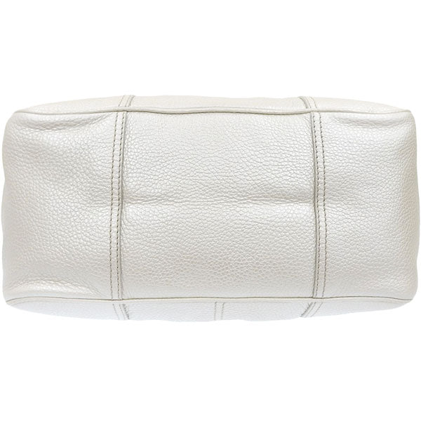 Celine Macadam Plate Metal Clasp Shoulder Bag Pearl White