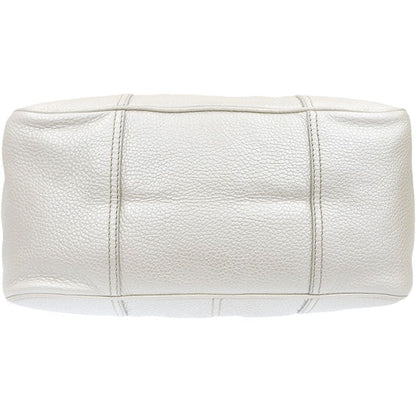 Celine Macadam Plate Metal Clasp Shoulder Bag Pearl White