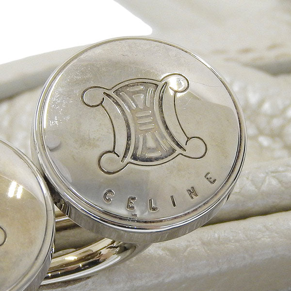 Celine Macadam Plate Metal Clasp Shoulder Bag Pearl White