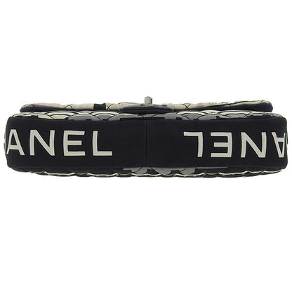 CHANEL Around 2005 Made Canvas Central Station Classic Flap Chain Bag Black/White/Multi