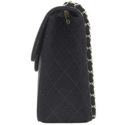 CHANEL Around 1998 Made Cotton Classic Flap Chain Bag Black