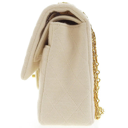 CHANEL Around 1995 Made Wool Classic Flap Chain Bag 25Cm Ivory