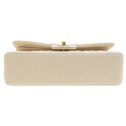 CHANEL Around 1995 Made Wool Classic Flap Chain Bag 25Cm Ivory