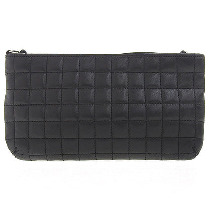 CHANEL Around 2004 Made Chocolate Bar Camellia Cc Mark No.5 Chain Pouch Black