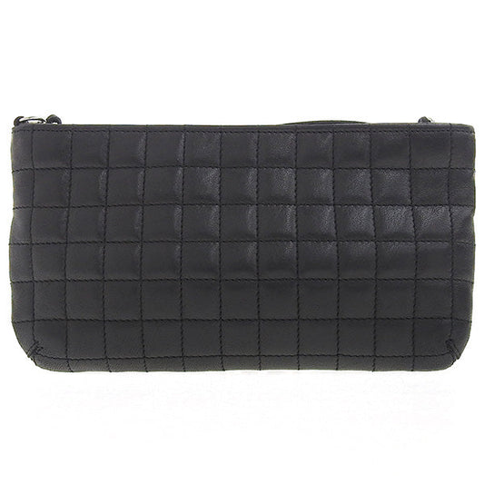 CHANEL Around 2004 Made Chocolate Bar Camellia Cc Mark No.5 Chain Pouch Black