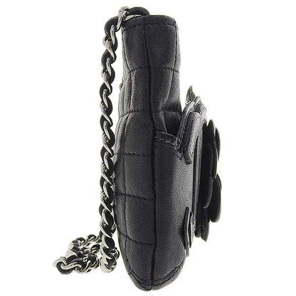 CHANEL Around 2004 Made Chocolate Bar Camellia Cc Mark No.5 Chain Pouch Black