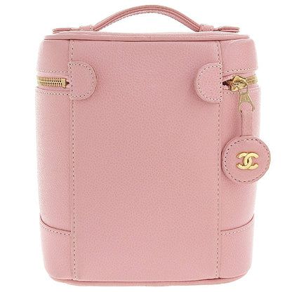 CHANEL Around 2004 Made Caviar Skin Cc Mark Stitch Vanity Soft Pink
