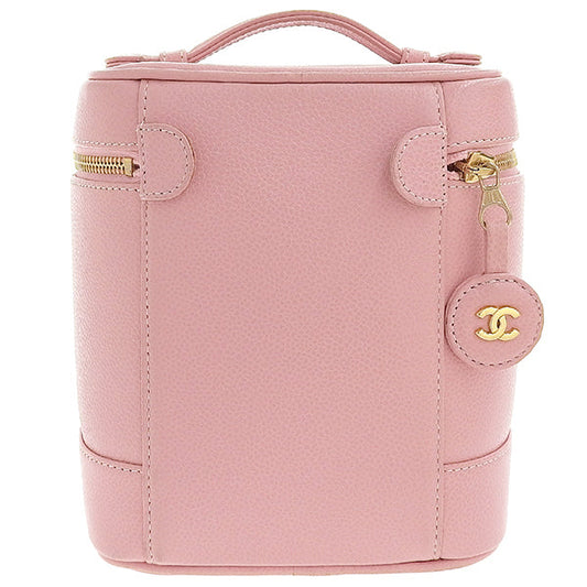 CHANEL Around 2004 Made Caviar Skin Cc Mark Stitch Vanity Soft Pink