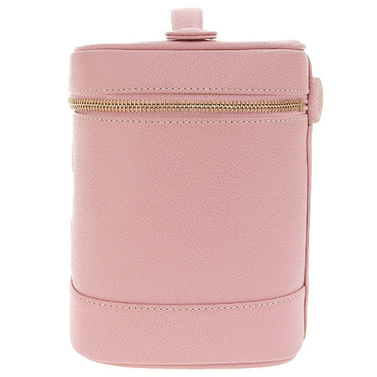 CHANEL Around 2004 Made Caviar Skin Cc Mark Stitch Vanity Soft Pink