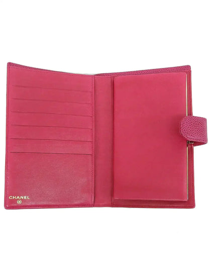 CHANEL Around 2000 Made Caviar Skin Cc Mark Sitch Long Wallet Fuchsia Pink