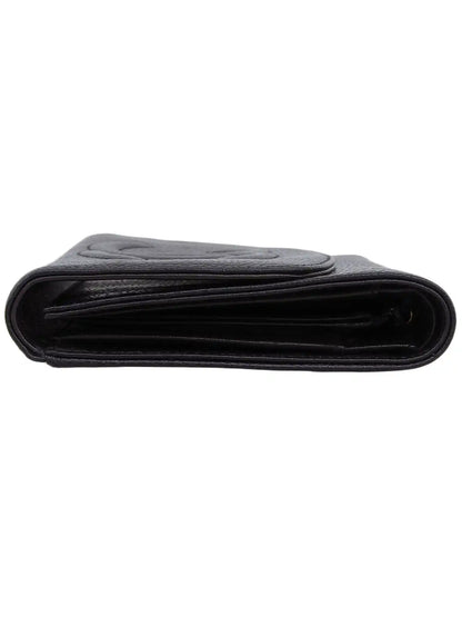 CHANEL Around 1998 Made Caviar Skin Cc Mark Stitch Wallet Black