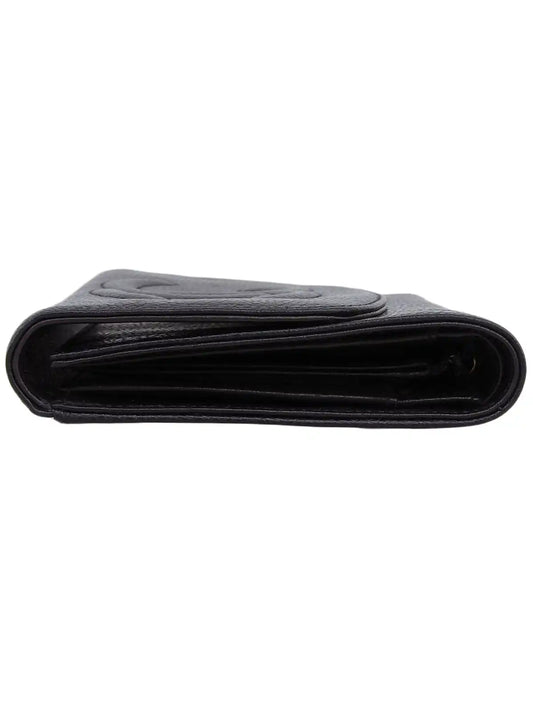 CHANEL Around 1998 Made Caviar Skin Cc Mark Stitch Wallet Black