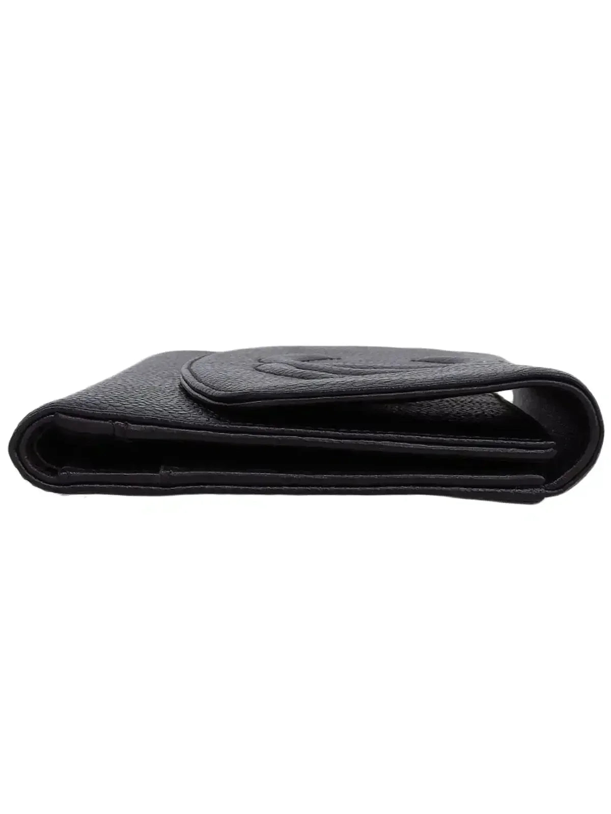 CHANEL Around 1998 Made Caviar Skin Cc Mark Stitch Wallet Black