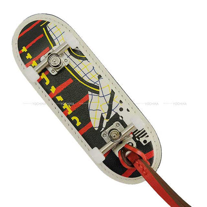 HERMES bag charm Finger Skateboard Noir (Black)/Multicolor/Rouge de Coeur Chevre Myzore/Veau Swift Stamp