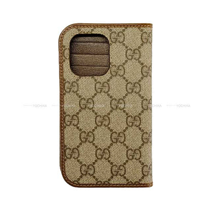 GUCCI iPhone case Notebook Covers 15pro 760185 92tcg8563 Beige & Ebony GG Supreme