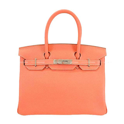 HERMES Handbag Birkin30 Crevette Taurillon Clemence Silver HW Stamp □Q