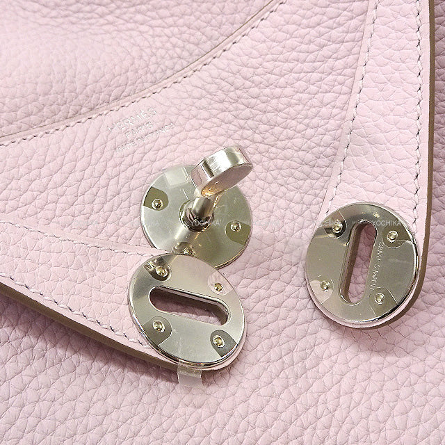 HERMES Shoulder bag Lindy mini 20 Verso Mauve Pale/New Gris Perle Taurillon Clemence Silver HW Stamp