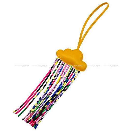 HERMES bag charm Petit H Cloud Nuage Fringe Jaune d'Or Agneau Milo/Silk