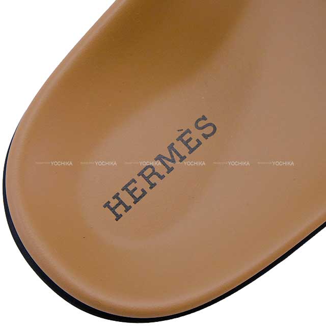 HERMES sandals Ladies Chypre Rose Perle/Black Calf/Chevre 38 38