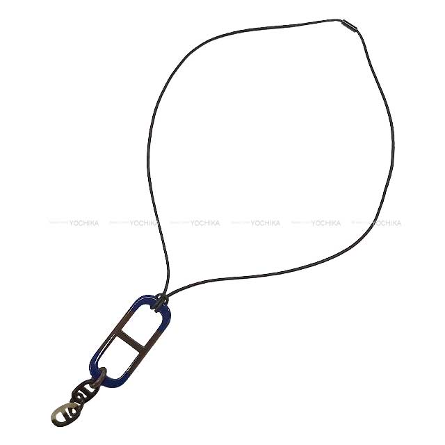 HERMES necklace Amarre Bleu Saphir Buffalo Horn