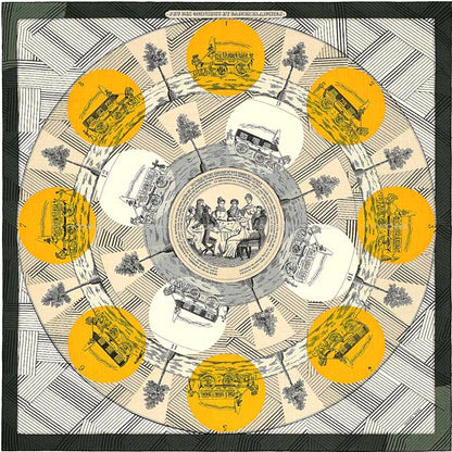 HERMES scarf Carre 140 Jeu des Omnibus game Remix Naturel(27)/Gris/Safran(22) Cashmere70% / Silk30%