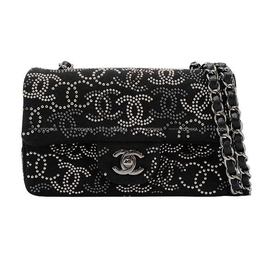 2010AW Limited Paris Shanghai Collection CHANEL Chain wallet Noir (Black) Cotton Silver